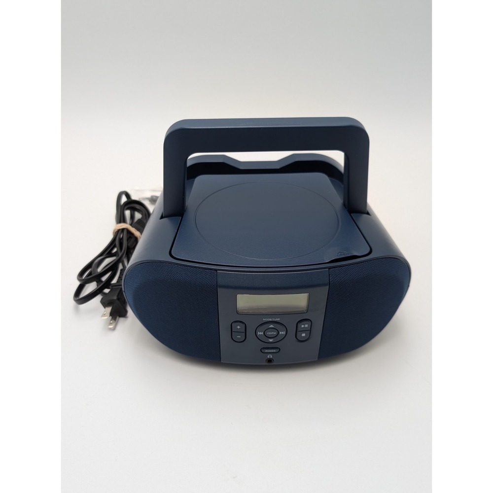 onn. Portable CD Boombox with FM Radio - Navy Blue (Model: AAINES100135463)
